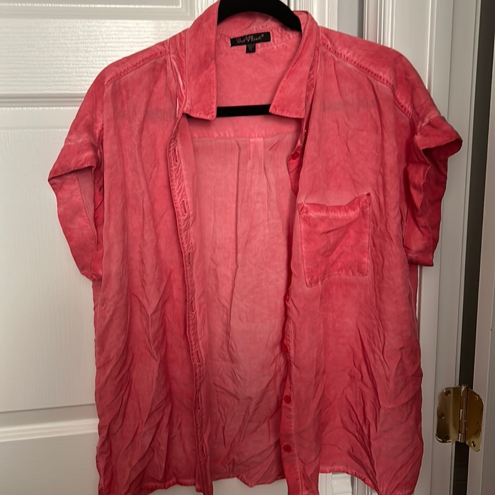 Red Button Up Top